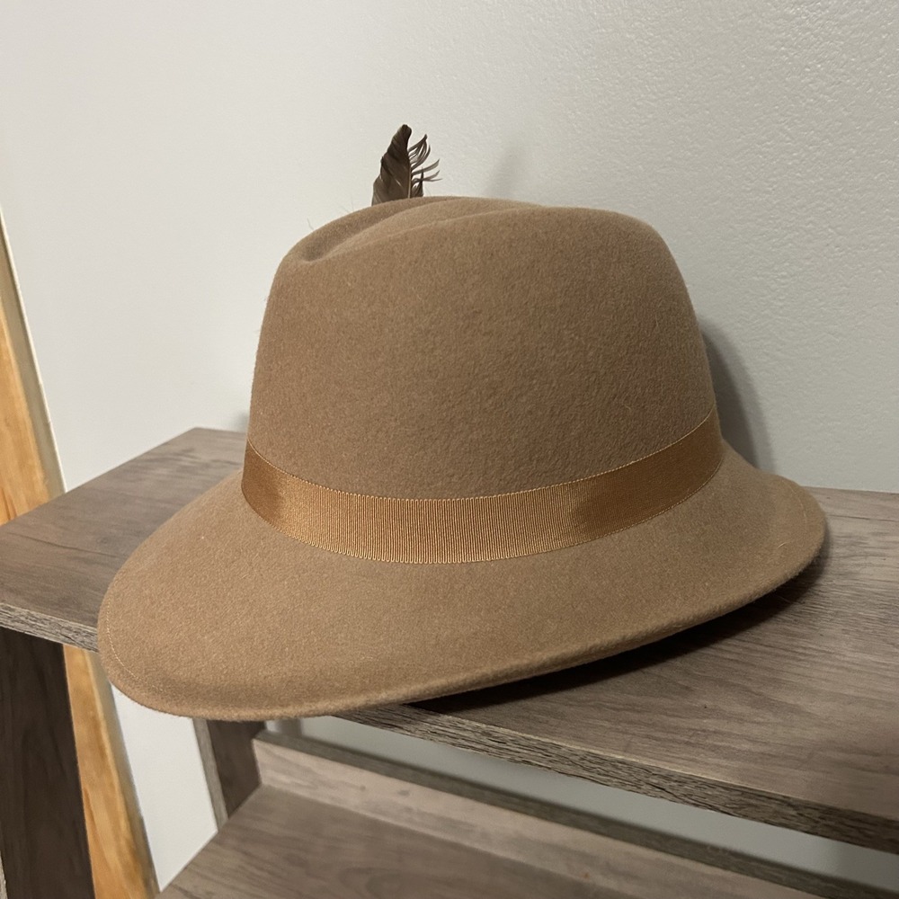 Vintage Bollman Hat Womens Rust Color Wool With Orange Feather Made USA - Picture 3 of 6